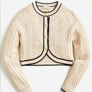 J Crew Cropped Cable-Knit Sweater Lady Jacket